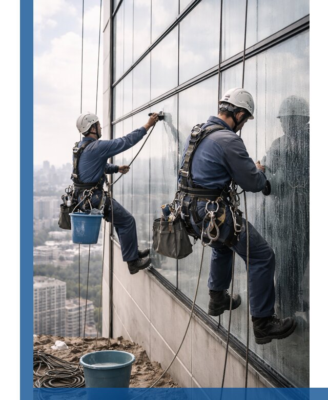 Профессиональная мойка фасадных окон альпинистами в Карасуке