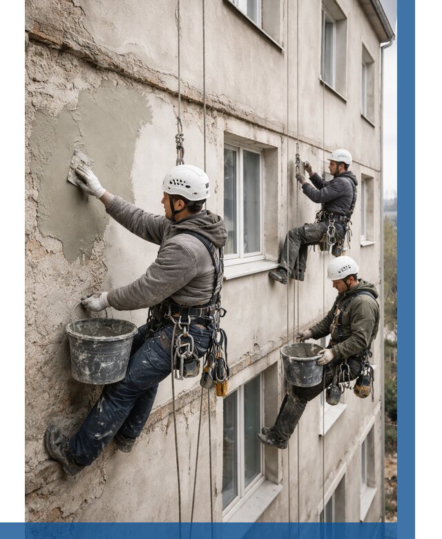 Ремонт штукатурного фасада в Карасуке от 762 р. под ключ | ВЫСОТНИК-Кск