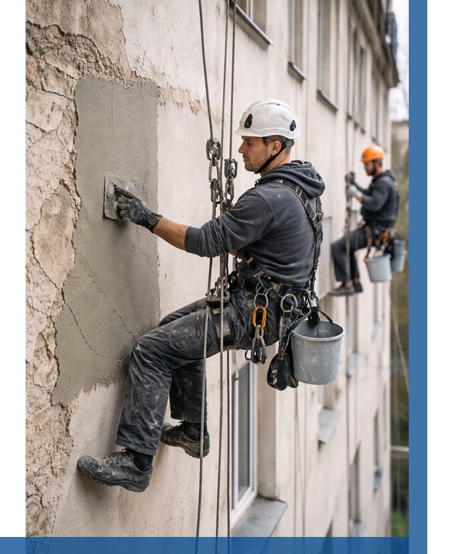 Восстановление штукатурки фасада в Карасуке от 1219 р. | ВЫСОТНИК-Кск