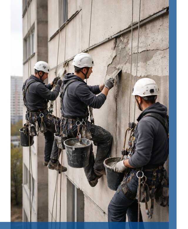 Ремонт бетонных элементов фасада в Карасуке от 2539 р. | ВЫСОТНИК-Кск