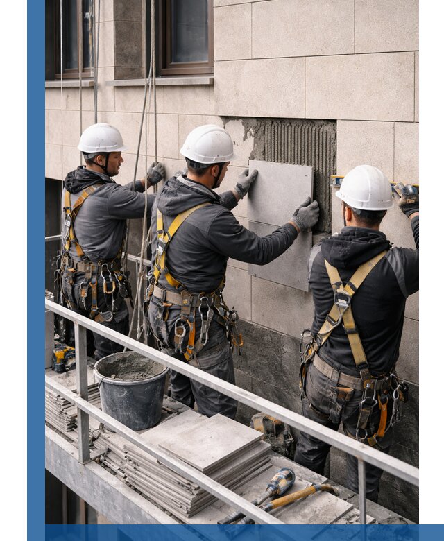 Ремонт облицовки фасада плиткой в Карасуке с гарантией