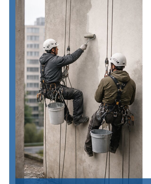 Покраска фасадов высотными альпинистами в Карасуке с гарантией