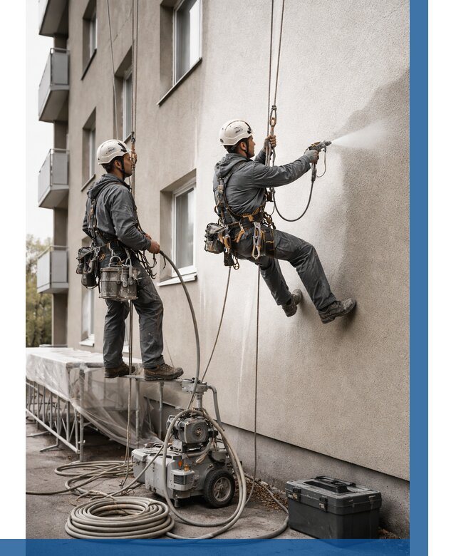 Безвоздушная покраска фасада в Карасуке от 223 р/м² | ВЫСОТНИК-Кск