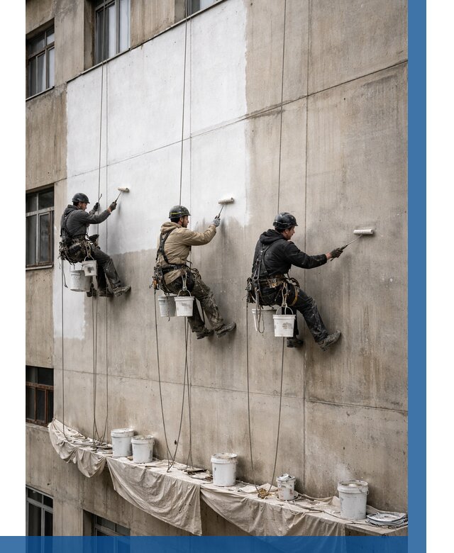 Покраска бетонного фасада в Карасуке от 355 р за м2 | ВЫСОТНИК-Кск