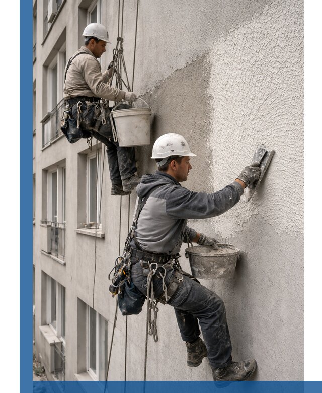 Нанесение декоративной штукатурки короед на фасад в Карасуке