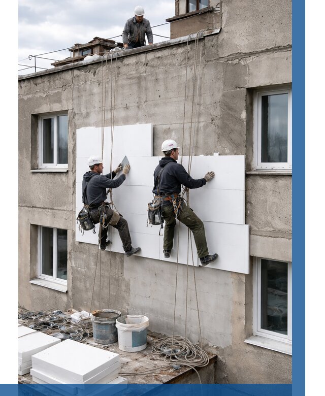 Утепление фасада пенополистиролом в Карасуке от 1828 р. | ВЫСОТНИК-Кск