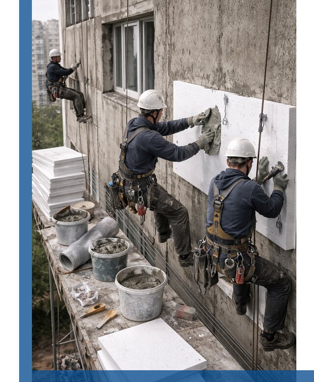 Утепление фасада пенополистиролом в Карасуке под ключ