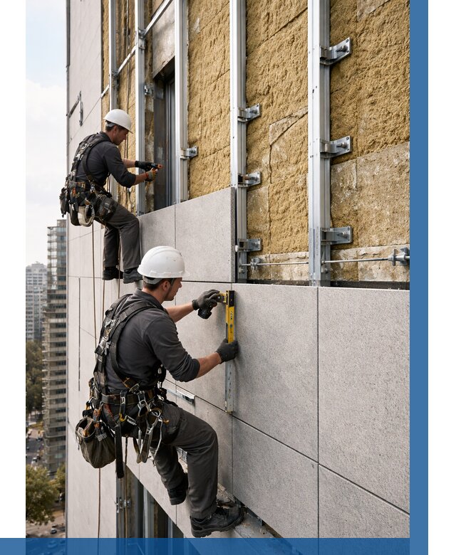 Монтаж вентилируемого фасада в Карасуке от 3555 р. | ВЫСОТНИК-Кск