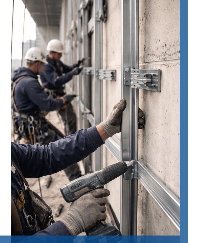 Монтаж подсистемы вентфасада в Карасуке от 863 р. | ВЫСОТНИК-Кск