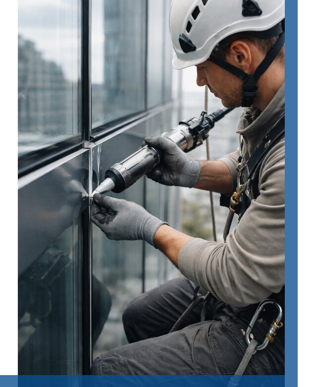 Герметизация стыков витража в Карасуке от 1219 р. | ВЫСОТНИК-Кск