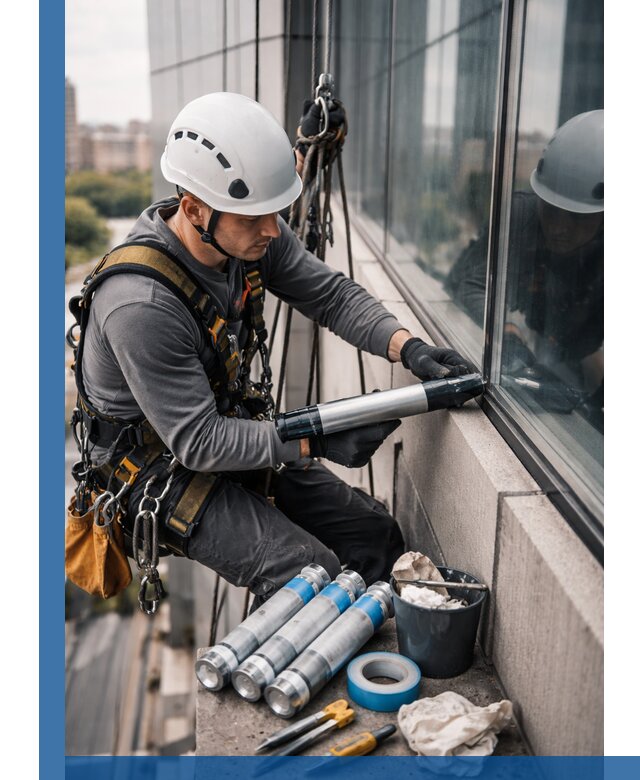 Герметизация стыков витража в Карасуке для герметичных фасадов