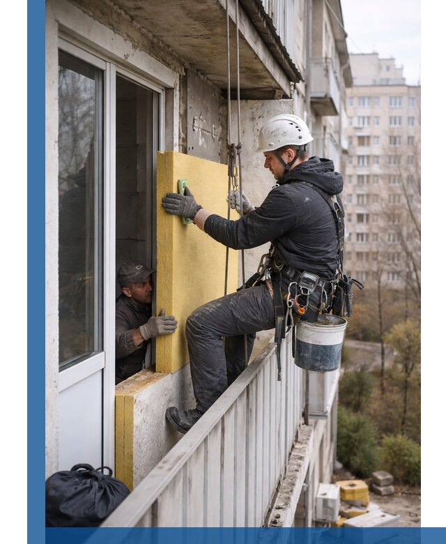 Профессиональное утепление балкона снаружи в Карасуке под ключ