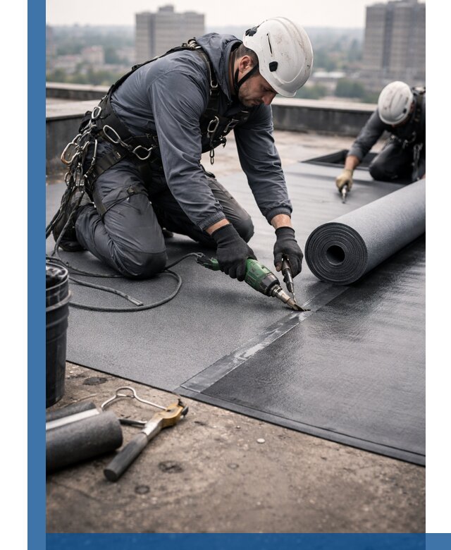 Ремонт мягкой кровли в Карасуке с выездом промальпинистов