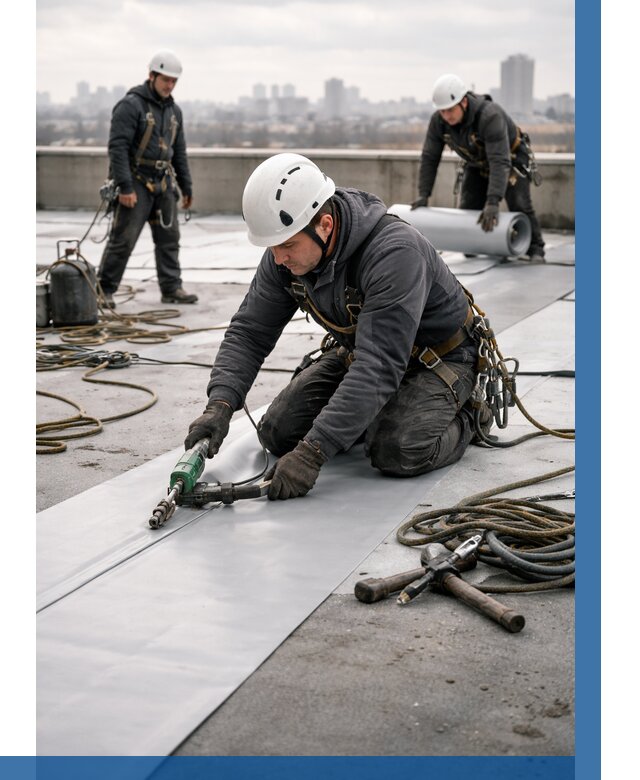 Ремонт мембранной кровли в Карасуке от 1828 р./м2 | ВЫСОТНИК-Кск