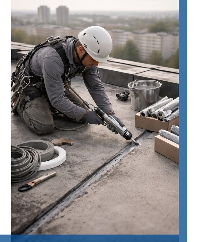 Герметизация швов кровли в Карасуке от 457 р./м2 | ВЫСОТНИК-Кск