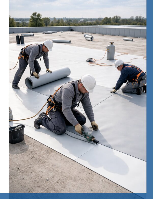 Монтаж мембранной кровли под ключ в Карасуке от 1219 р. | ВЫСОТНИК-Кск