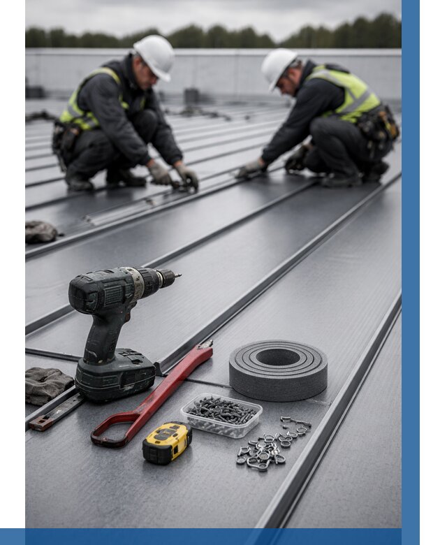 Монтаж фальцевой кровли в Карасуке от 1828 р. | ВЫСОТНИК-Кск