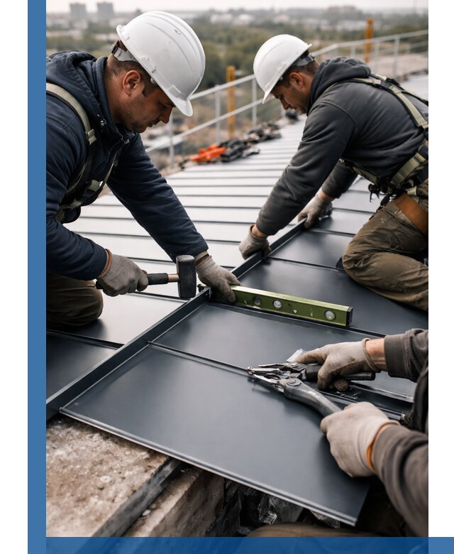 Монтаж фальцевой кровли в Карасуке для промышленных зданий