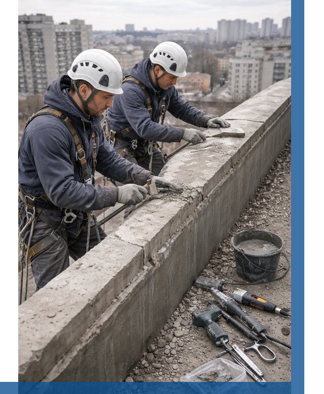 Ремонт парапета на кровле в Карасуке от 1524 р. | ВЫСОТНИК-Кск