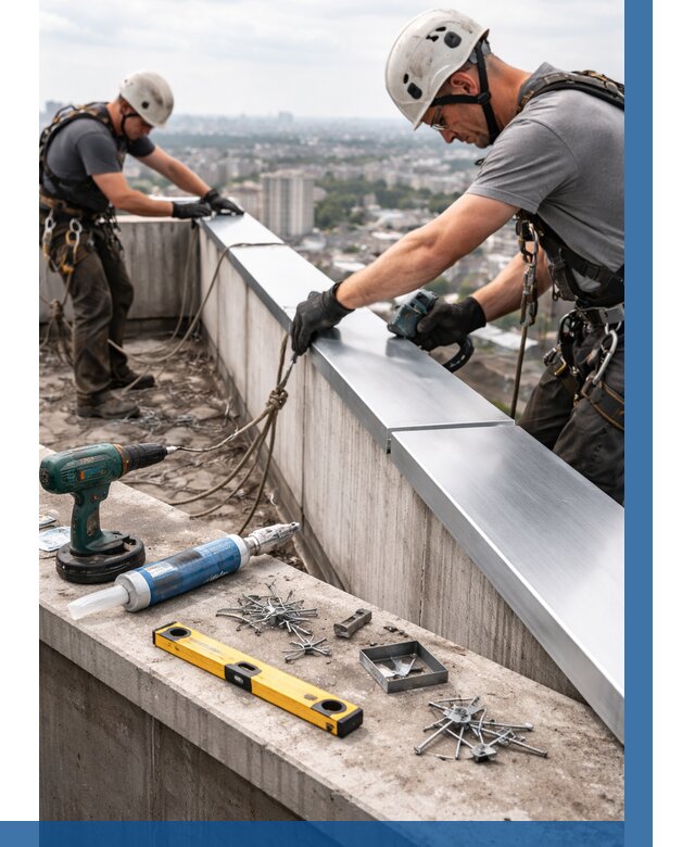 Монтаж парапетных крышек в Карасуке от 813 р. | ВЫСОТНИК-Кск