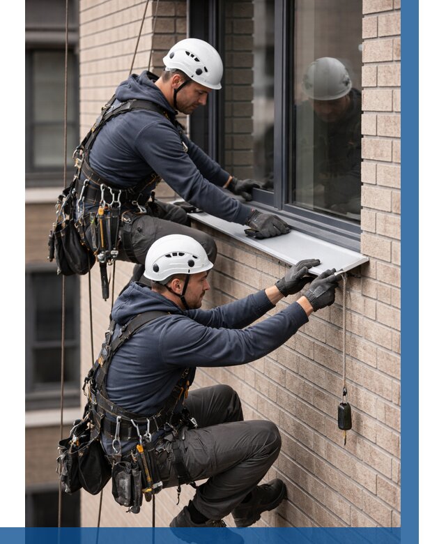 Монтаж оконных отливов под ключ в Карасуке от 3555 р. | ВЫСОТНИК-Кск