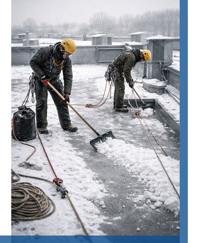 Очистка крыши от снега в Карасуке от 7618 р. | ВЫСОТНИК-Кск