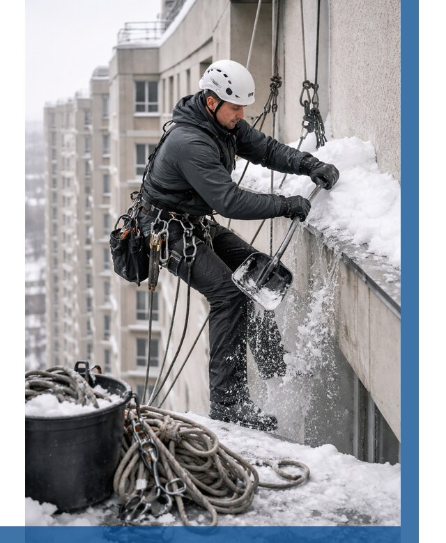 Очистка карнизов от снега в Карасуке от 305 р. | ВЫСОТНИК-Кск