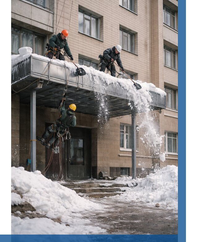 Очистка козырьков от снега в Карасуке от 3555 р. | ВЫСОТНИК-Кск