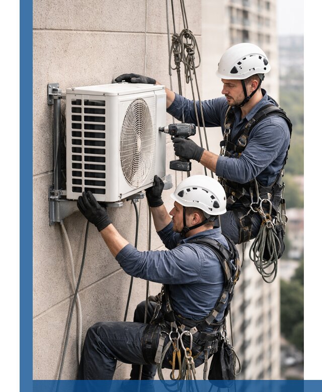 Монтаж внешнего блока кондиционера в Карасуке установка и крепление