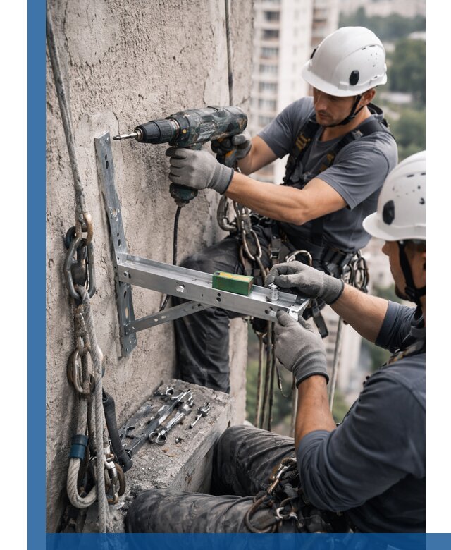 Установка кронштейнов кондиционера и крепежа в Карасуке