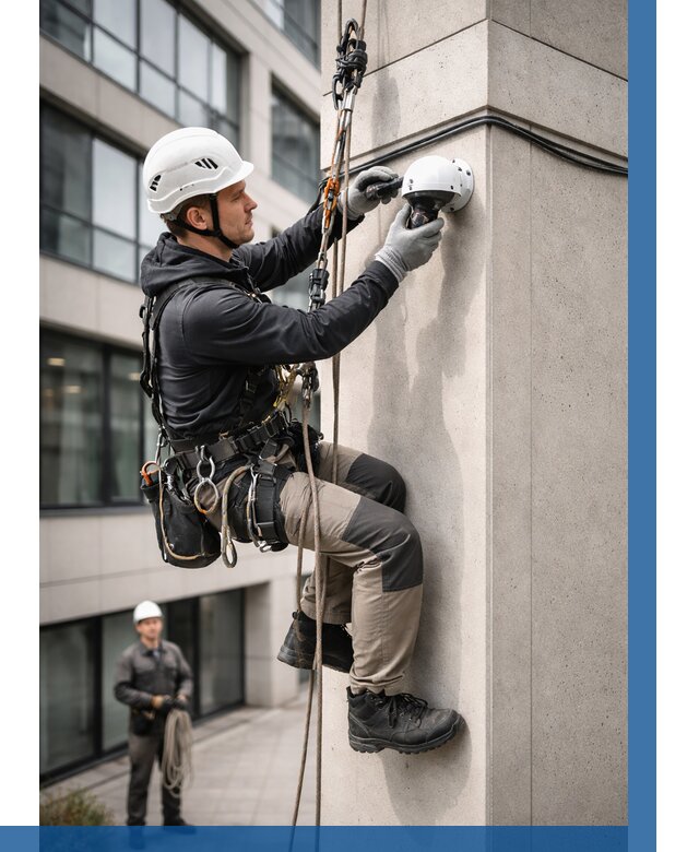 Монтаж камер видеонаблюдения на фасаде в Карасуке от 8633 р.-ВЫСОТНИК-Кск