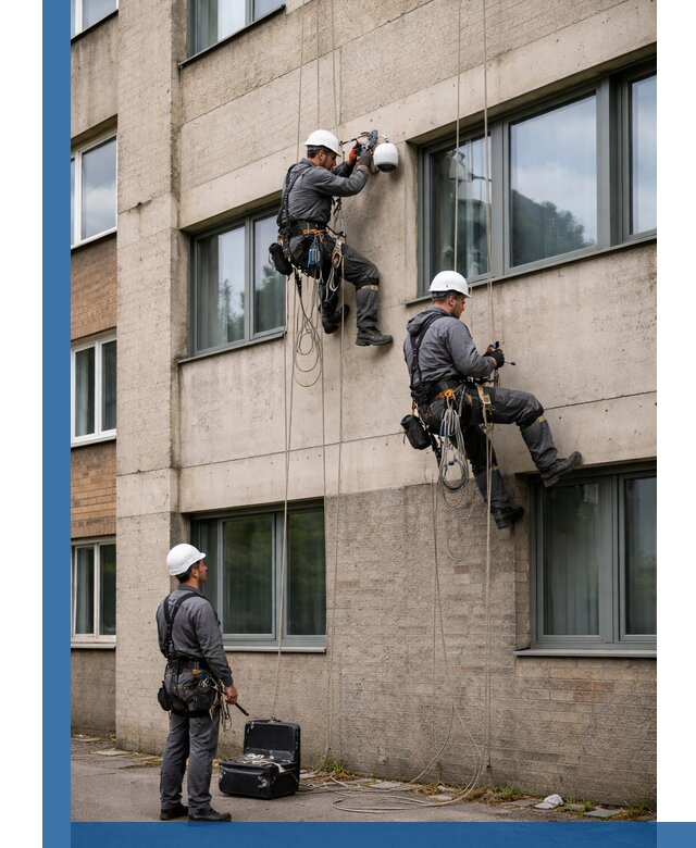 Монтаж фасадных камер видеонаблюдения в Карасуке под ключ