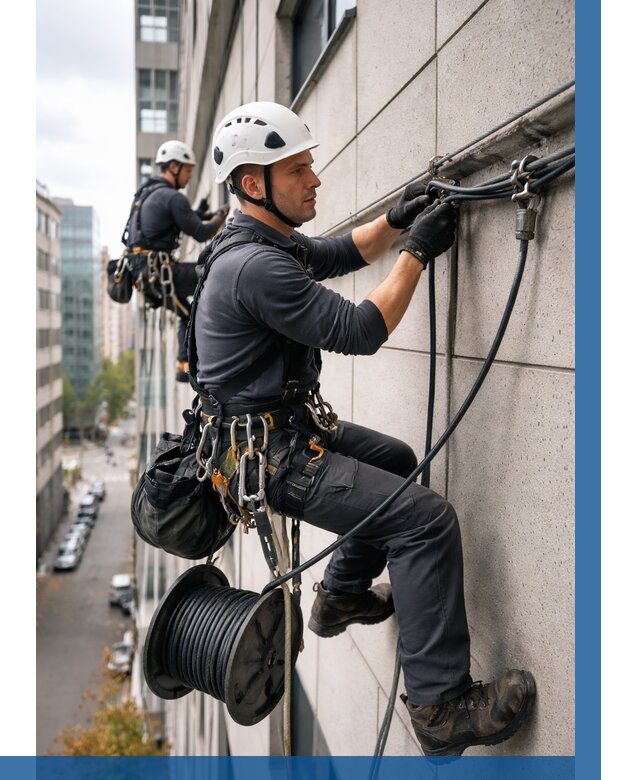 Прокладка кабеля по фасаду в Карасуке от 355 р. | ВЫСОТНИК-Кск