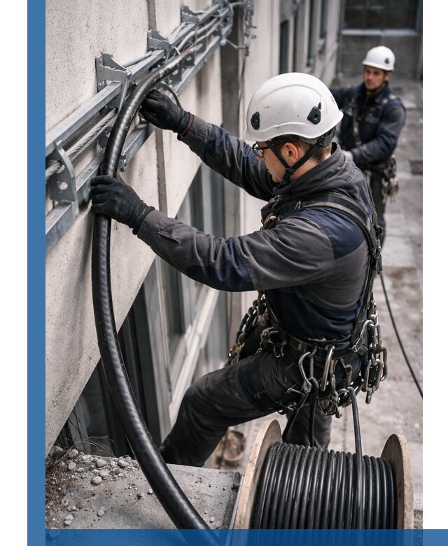 Протяжка кабеля питания на высоте в Карасуке с гарантией безопасности и качества