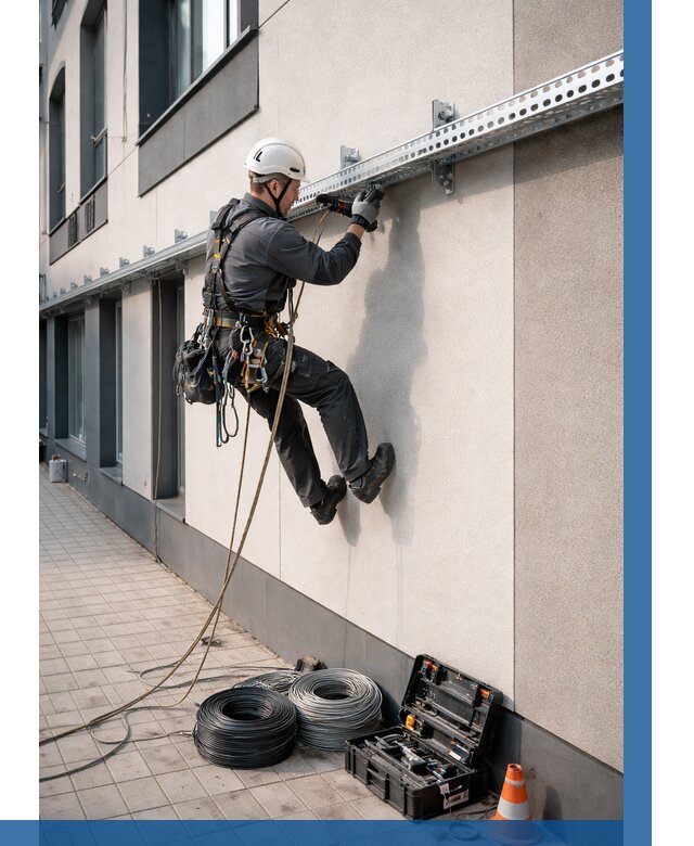 Монтаж кабельных лотков на фасаде в Карасуке от 1219 р. | ВЫСОТНИК-Кск