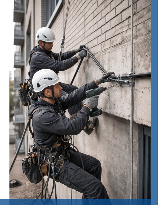 Крепление кабеля на фасаде в Карасуке от 355 р. | ВЫСОТНИК-Кск