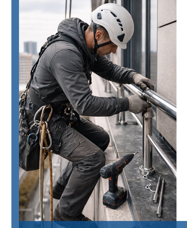 Монтаж ограждений на высоте в Карасуке для зданий и конструкций