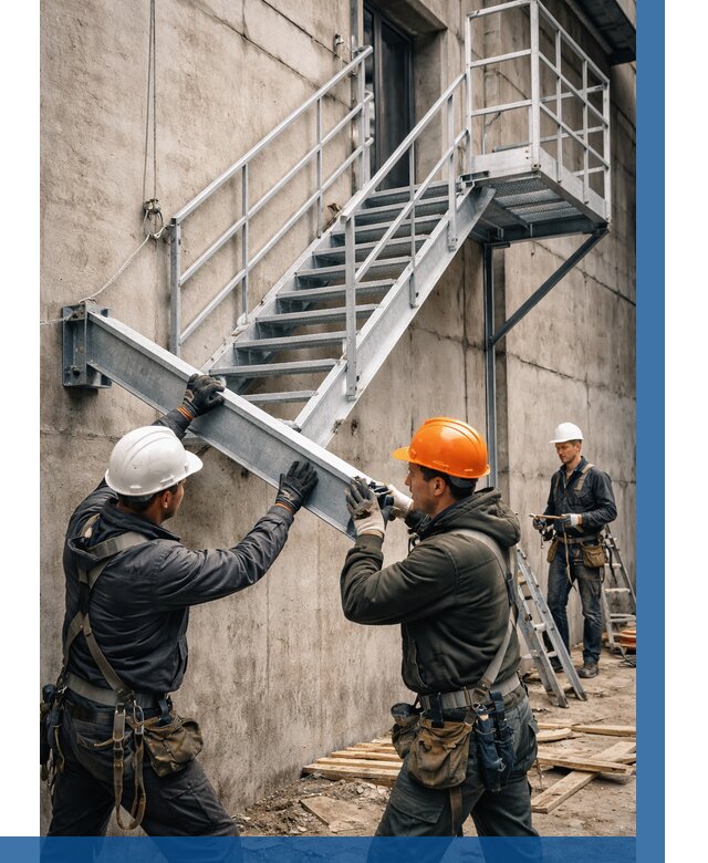 Монтаж металлических лестниц в Карасуке от 15236 р. | ВЫСОТНИК-Кск