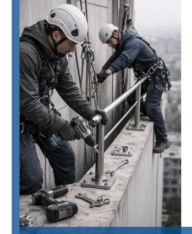 Монтаж перил на высоте в Карасуке для жилых и промобъектов