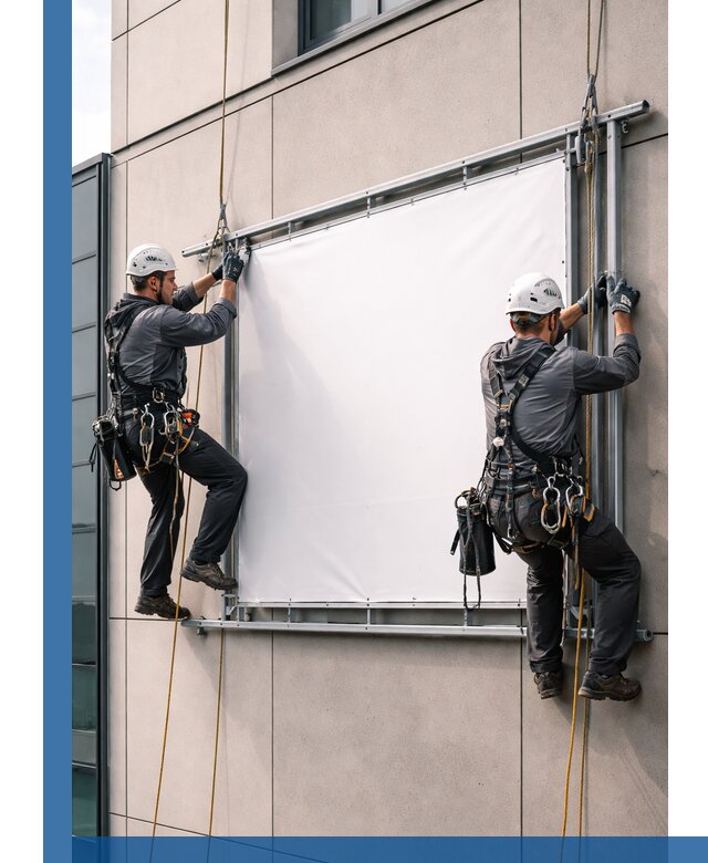 Монтаж наружной рекламной вывески в Карасуке под ключ