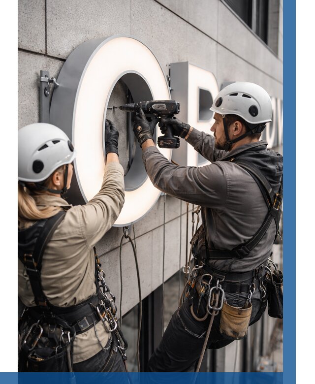 Монтаж световых букв в Карасуке от 3047 р. под ключ ВЫСОТНИК-Кск