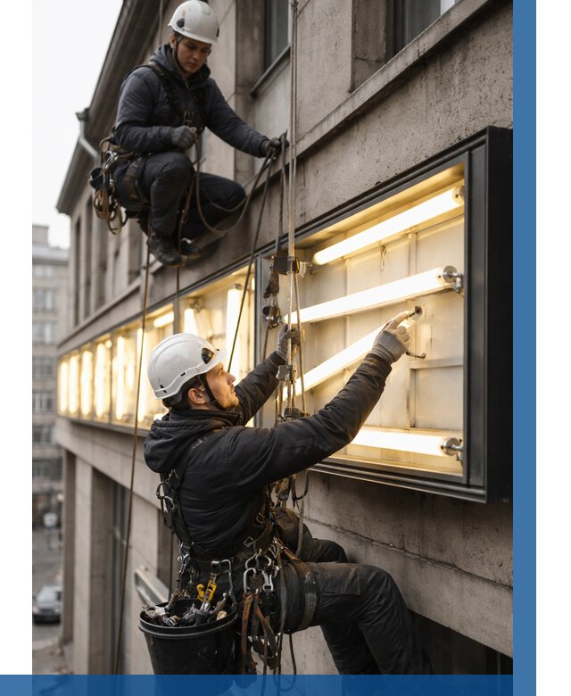 Замена ламп в вывеске в Карасуке под ключ от 3555 р. | ВЫСОТНИК-Кск