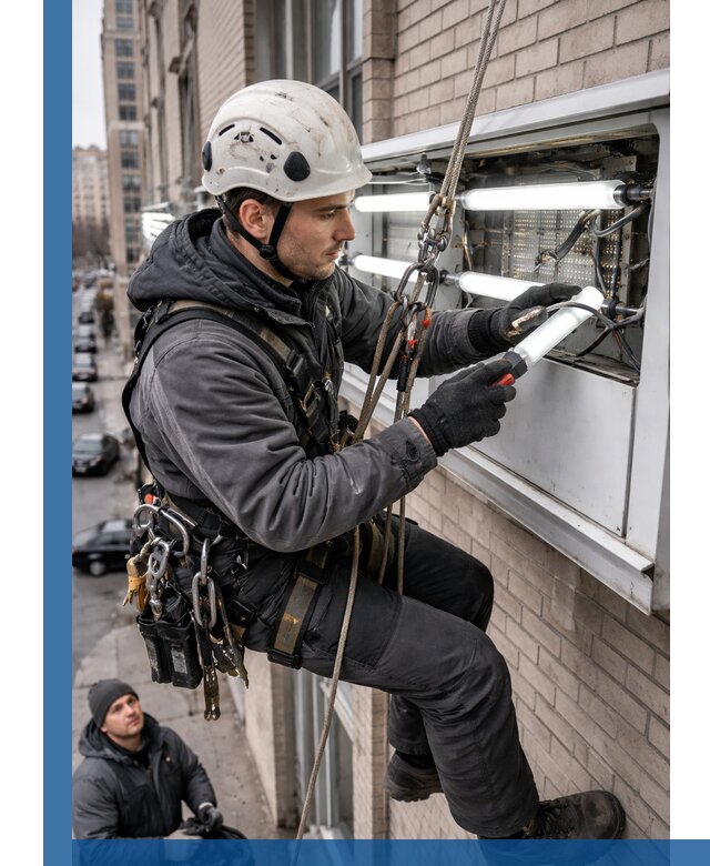 Профессиональная замена ламп в наружной вывеске в Карасуке