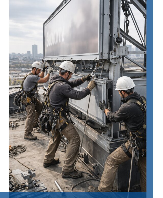 Монтаж крышной рекламной конструкции в Карасуке от 60942 р.|ВЫСОТНИК-Кск