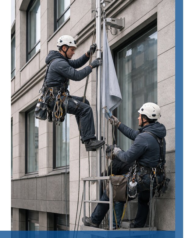 Установка флагов на фасаде в Карасуке от 4571 р. | ВЫСОТНИК-Кск