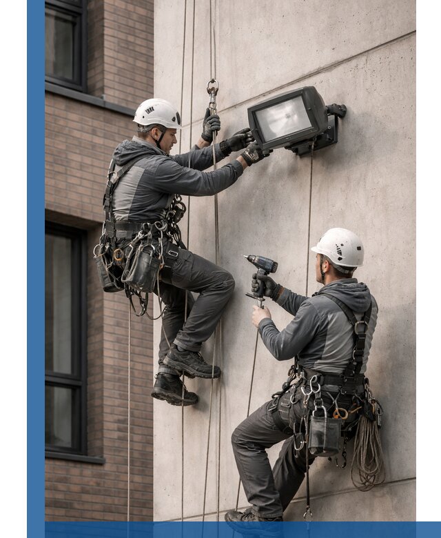 Профессиональный монтаж фасадных прожекторов в Карасуке под ключ