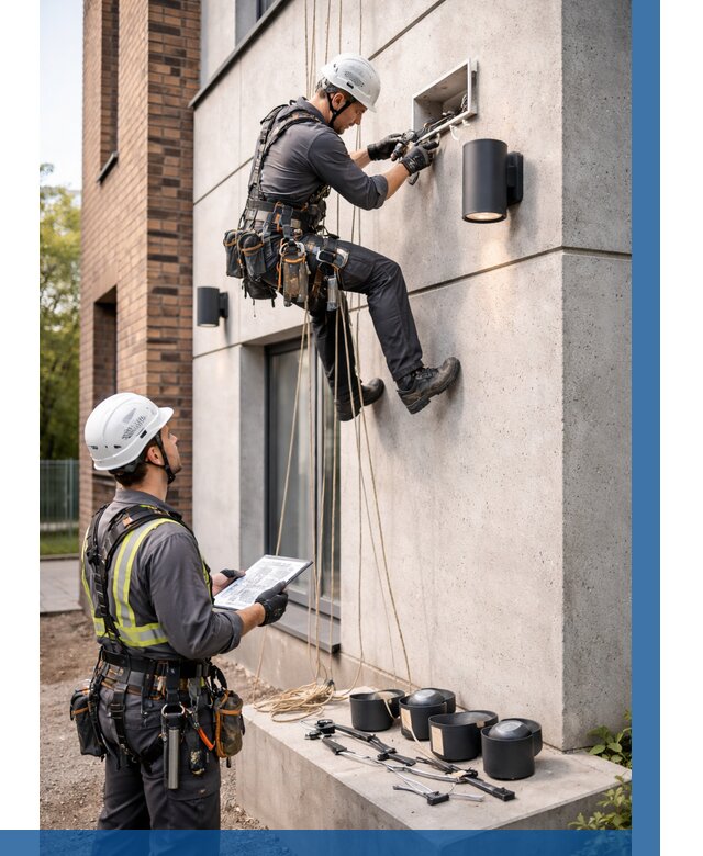 Монтаж фасадного освещения в Карасуке от 2539 р. | ВЫСОТНИК-Кск