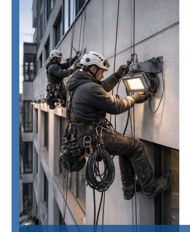 Монтаж фасадного освещения в Карасуке установка и подключение