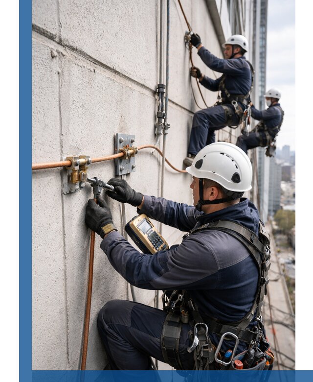 Монтаж системы заземления здания и молниезащиты в Карасуке