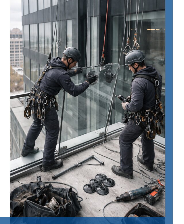 Монтаж стеклянных ограждений в Карасуке от 2539 р. | ВЫСОТНИК-Кск